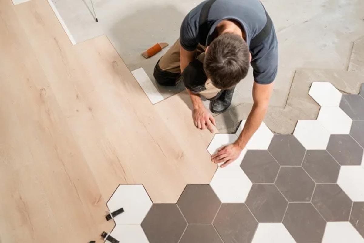 Tile and flooring installation in progress, residential project Rawalpindi